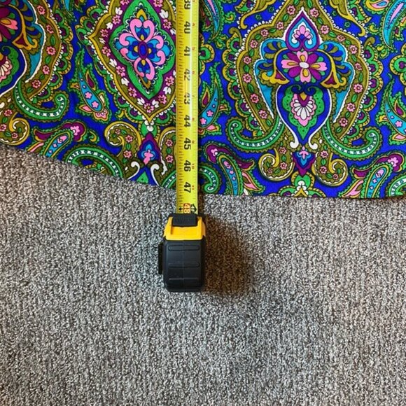 70s Vintage Psychedelic Paisley Dress Midi Short Sleeve Bright Green Pattern - Picture 7 of 7